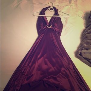 Halter top knee length formal dress